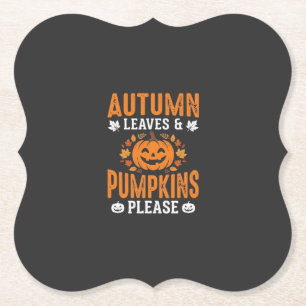 Posavasos De Papel Calabazas de hojas de otoño por favor Halloween Ca