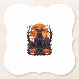 Posavasos De Papel Calabazas Trono Pitbull Negro Halloween Luna Llena