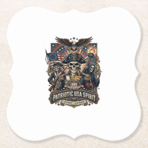 Posavasos De Papel Calavera Colonial Patriótica Comandante Patriota O