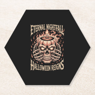 Posavasos De Papel Calavera de calabaza de calabaza en las manos de u