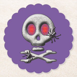 Posavasos De Papel Calavera espeluznante clásica de Halloween Arañas 