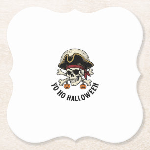 Posavasos De Papel Calavera Pirata Halloween Grabado Vintage Camiseta