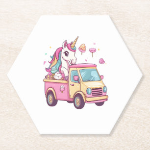 Posavasos De Papel Camión de Helados Unicornio (1)