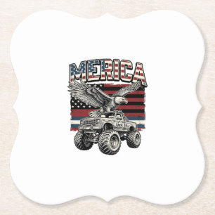 Posavasos De Papel Camión Monstruo Águila de Merica Vintage Patriótic