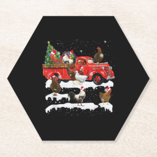 Posavasos De Papel Camión Rojo en bicicleta navideña Feliz Navidad