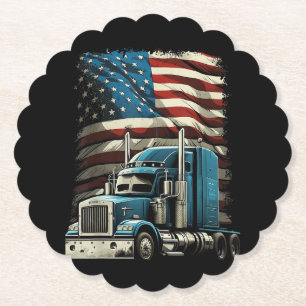 Posavasos De Papel Camionero Bandera Estadounidense Para Camión Patri