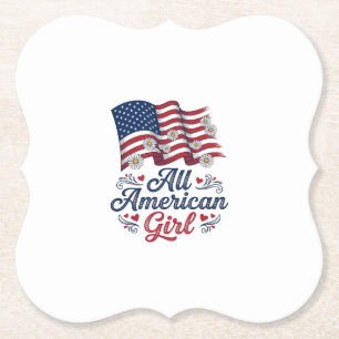 Posavasos De Papel Camisa Patriótica de Daisy con Bandera de Niña Tot