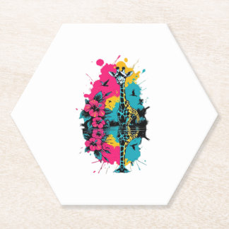 Posavasos De Papel Camiseta clásica de color manchado de jirafa de ti