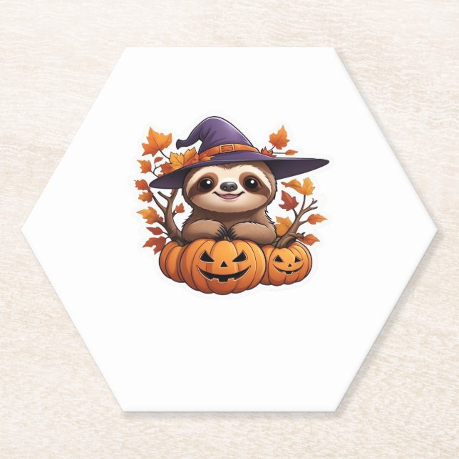 Posavasos De Papel Camiseta clásica de Halloween Personalizado Sloth (Anverso)