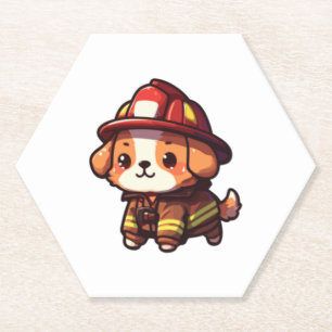 Posavasos De Papel Camiseta clásica para bomberos de perros (2)