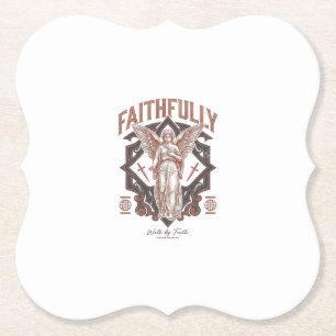 Posavasos De Papel Camiseta cristiana con grabado vintage de ángel fi