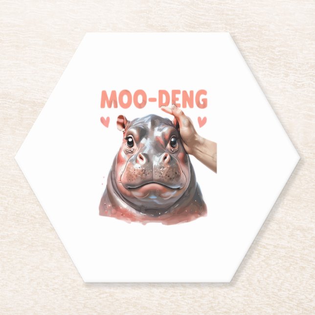 Posavasos De Papel Camiseta Cute Moo Deng (Anverso)