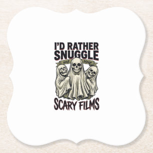 Posavasos De Papel Camiseta de abrazo de terror calavera divertida No