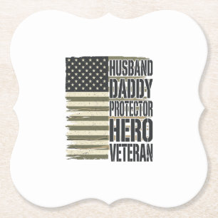 Posavasos De Papel Camiseta de bandera de héroe protector papá esposo