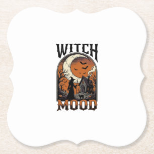Posavasos De Papel Camiseta de Bruja de Halloween Diseño Antiguo de L