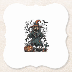 Posavasos De Papel Camiseta de calabaza de Halloween de espantapájaro