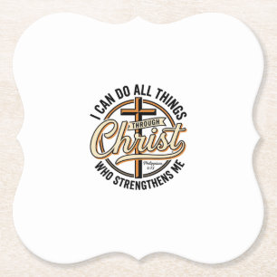 Posavasos De Papel Camiseta de cita vintage Christian Philippians 4_1