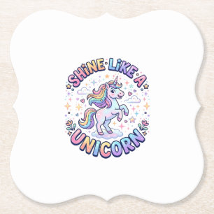 Posavasos De Papel Camiseta de diseño gráfico de unicornio brilla com