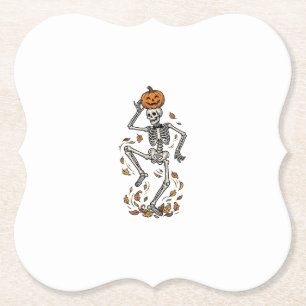 Posavasos De Papel Camiseta de Esqueleto de Calabaza Arte de Huesos B
