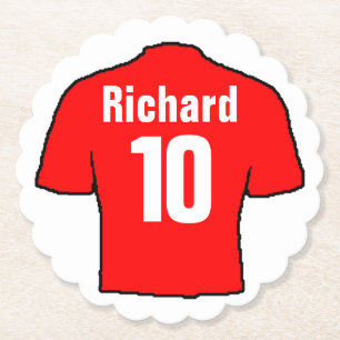 Posavasos De Papel Camiseta de fanático de fútbol para personalizar.