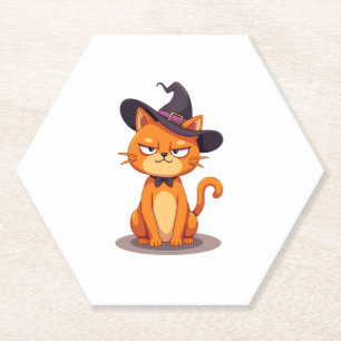 Posavasos De Papel Camiseta de gato Halloween Kitten Jack O Lantern K