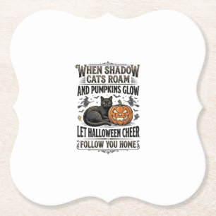Posavasos De Papel Camiseta de gato negro de Halloween con grabado de