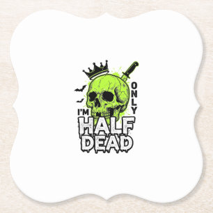 Posavasos De Papel Camiseta de grabado vintage de Halloween de cráneo