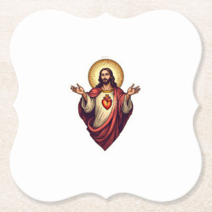 Posavasos De Papel Camiseta de grabado vintage de Jesús del Sagrado C