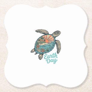 Posavasos De Papel Camiseta de grabado vintage de tortuga marina del 