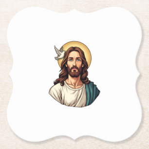 Posavasos De Papel Camiseta de grabado vintage halo paloma Jesús 2