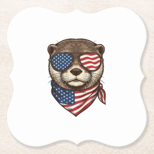 Posavasos De Papel Camiseta de grabado vintage vector nutria patrióti