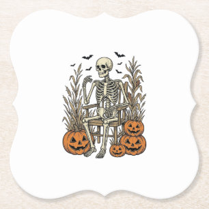 Posavasos De Papel Camiseta de Halloween de Esqueleto y Calabazas Vin