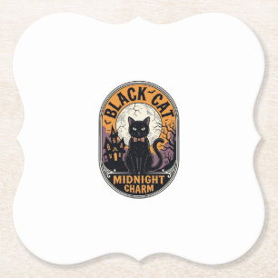 Posavasos De Papel Camiseta de Halloween de Gato Negro Vintage Encant