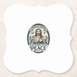 Posavasos De Papel Camiseta de Jesús Cupón Ahorro Frugal Diseño Basad