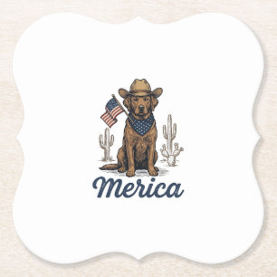 Posavasos De Papel Camiseta de la bandera americana del perro vaquero