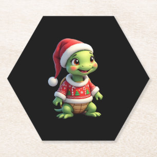 Posavasos De Papel Camiseta de Navidad de Tortuga con Jersey Feo y So