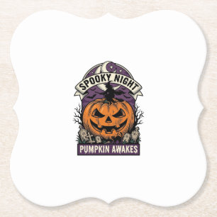 Posavasos De Papel Camiseta de Noche Espeluznante de Bruja de Calabaz