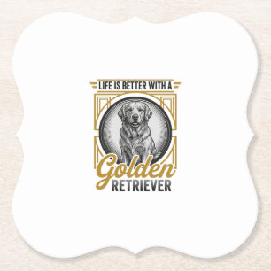 Posavasos De Papel Camiseta de perro amante de grabado vintage Retrie