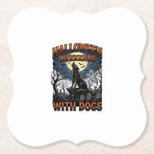 Posavasos De Papel Camiseta de perro de Halloween Pup Vintage Cemente