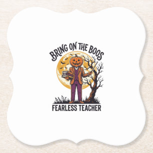 Posavasos De Papel Camiseta de profesor de Halloween grabado vintage