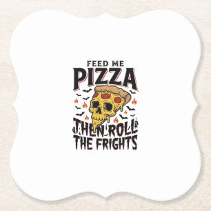Posavasos De Papel Camiseta de terror de pizza grabado vintage noche 