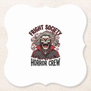 Posavasos De Papel Camiseta de terror vintage Diseño de cráneo de la