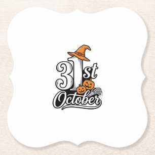 Posavasos De Papel Camiseta de tipografía de Halloween 31 de octubre 