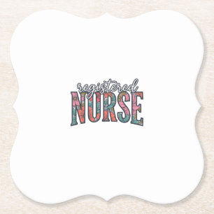 Posavasos De Papel Camiseta de tipografía floral vintage de enfermera