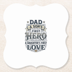 Posavasos De Papel Camiseta de tipografía vintage de amor hija héroe