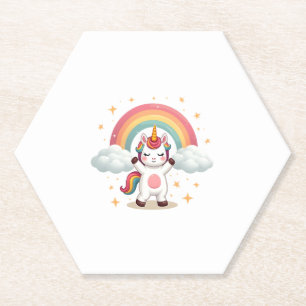 Posavasos De Papel Camiseta de Unicornio Dabbing - Arcoíris de Baile