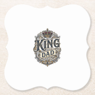 Posavasos De Papel Camiseta Día del Padre Grabado Vintage Rey Papá_1