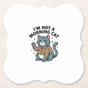Posavasos De Papel Camiseta divertida de gato con grabado vintage de
