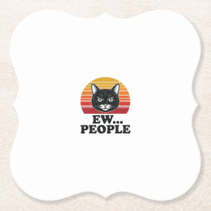 Posavasos De Papel Camiseta divertida de gato negro Ew gente atardece