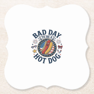 Posavasos De Papel Camiseta Divertida Día Malo Hot Dog Patriótico 4 d